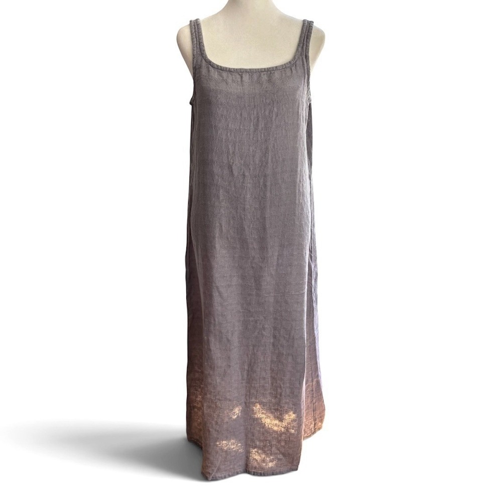 Eileen Fisher 100% Irish Linen Sleeveless Dress Petite S Lagenlook Minimalist